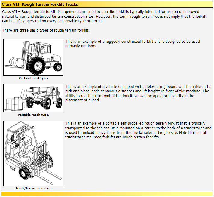 Florida Forklift Training - Class VII Forklifts